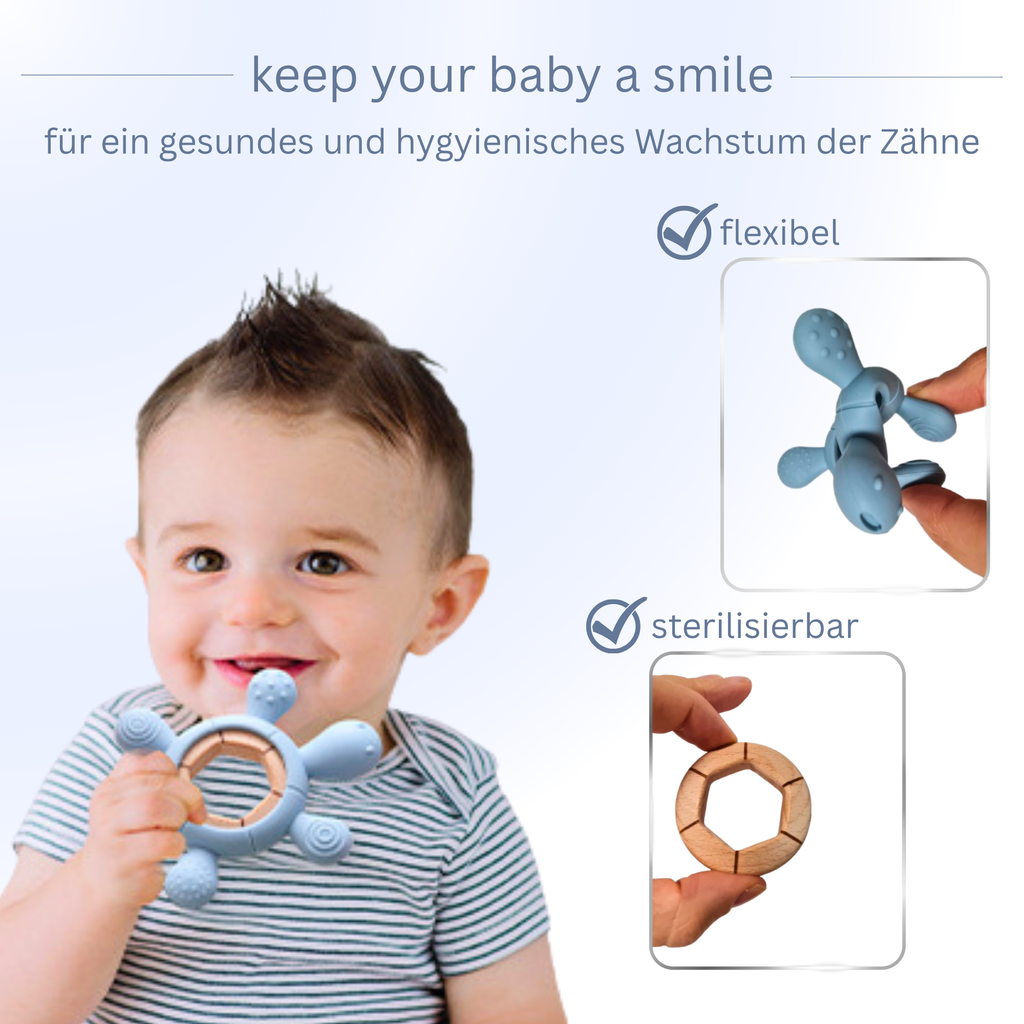 Beißring Baby Schildkröte blau